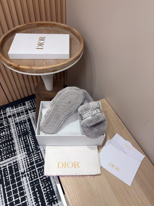 24Ss New Dior Embroidered Fury Shoes With One Line Thick Bottom Wool SlippersThis Dway Cotton C 1tvhu6bn - Image 10