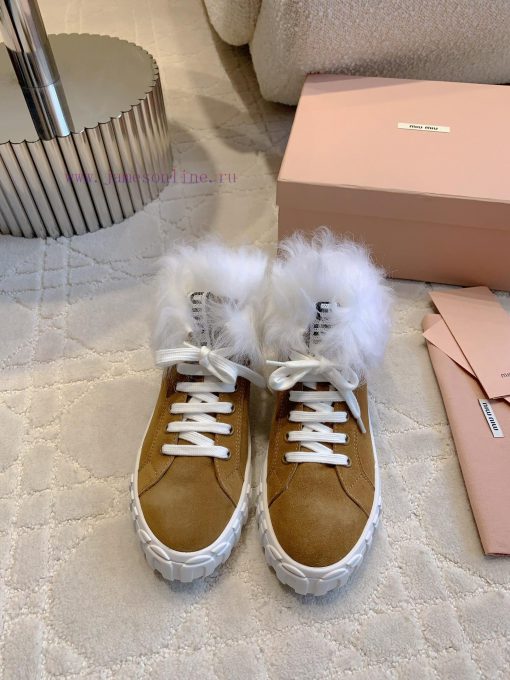 Miu's New Wool Warm Lace Up High Top Casual Shoes Are Super Thick Warm Classic And VersatileSho o9f3eojc