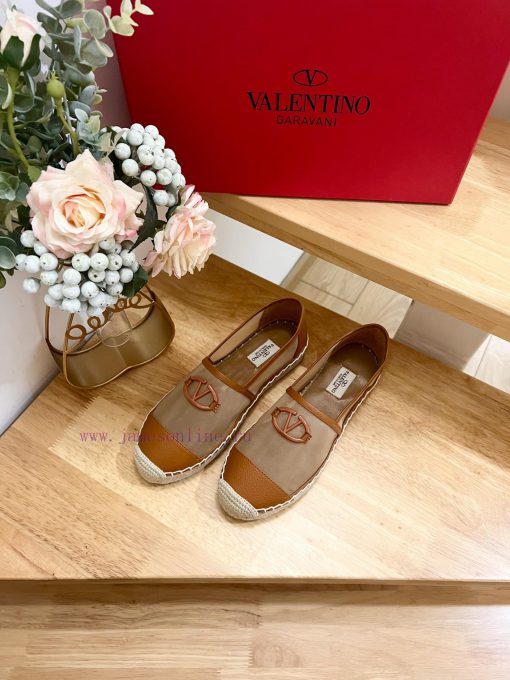 Valentino Garavani/Valentino Mesh Rapa Lychee Pattern Cowhide V-Button New Fisherman's Shoes-Bi cemddbqy - Image 4