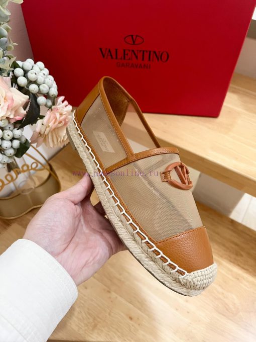 Valentino Garavani/Valentino Mesh Rapa Lychee Pattern Cowhide V-Button New Fisherman's Shoes-Bi cemddbqy - Image 7