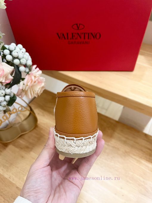 Valentino Garavani/Valentino Mesh Rapa Lychee Pattern Cowhide V-Button New Fisherman's Shoes-Bi cemddbqy - Image 10