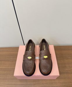 MiuMiu Miu Miu 2025 Early Spring New Gold Coin Buckle LoafersMiu Miu This Is A Small Leather Sh 3sdgnu11