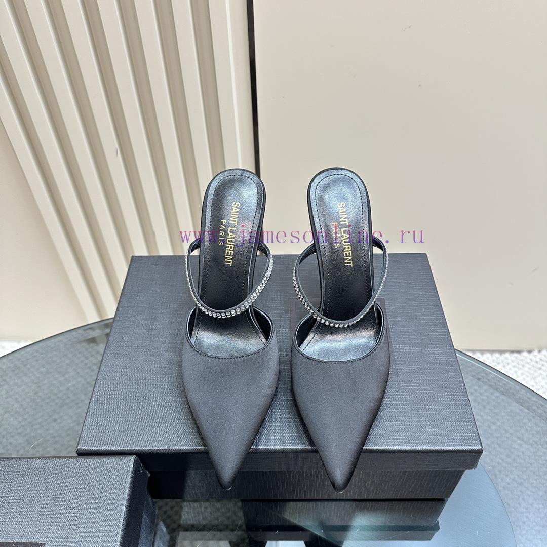 SAIN * LAURENT2025 New Spring/Summer Collection With Square Buckle High Heels Sandals Pointed H ayywzfh3 - Image 2