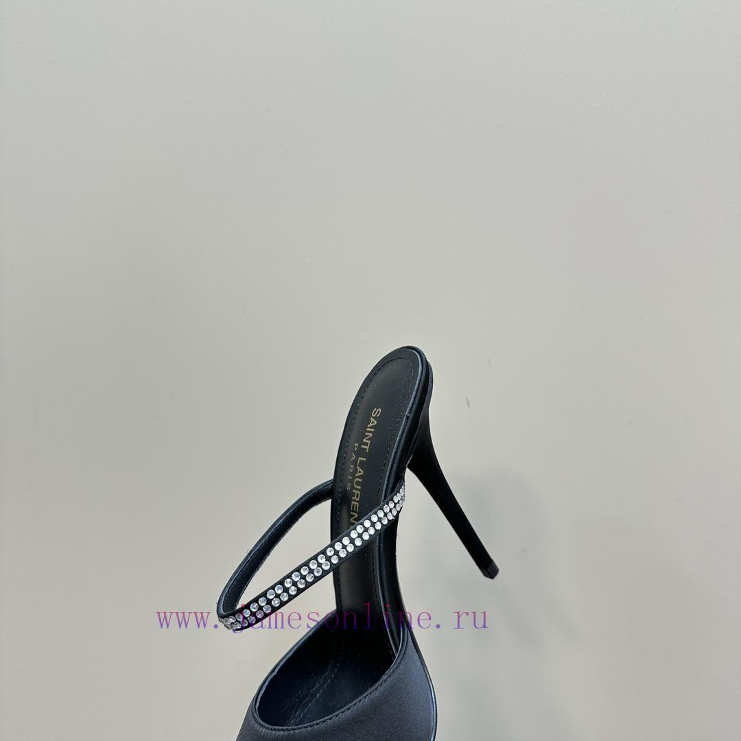 SAIN * LAURENT2025 New Spring/Summer Collection With Square Buckle High Heels Sandals Pointed H ayywzfh3 - Image 9