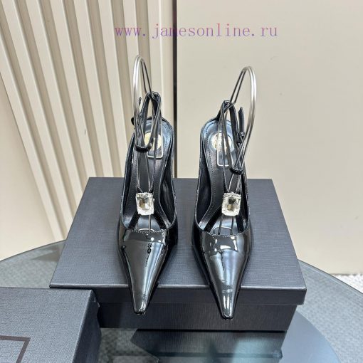 SAIN * LAURENT2025 New Spring/Summer Collection With Square Diamond High Heels Sandals Pointed o9qicag4 - Image 2