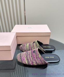New Miu Miu Miu 2025 Series M ü Ller Shoes Slippers Toe Caps Sheepskin Half Slippers Zp Develop r34z92qn