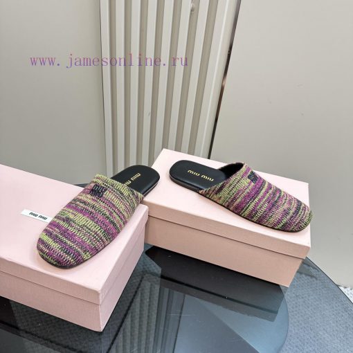 New Miu Miu Miu 2025 Series M ü Ller Shoes Slippers Toe Caps Sheepskin Half Slippers Zp Develop r34z92qn - Image 6