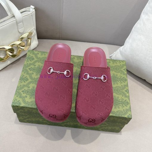 P GG Gucci Jacquard Fabric New Men's And Women's Same Style Horseclip SlippersThis Style Featur u91lm1nv