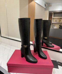 P New Valentino High Boots VALENTINO GARAVANI VLOGO SIGNATURE Calf Leather Boots - Calf Leather xjyzgcjj