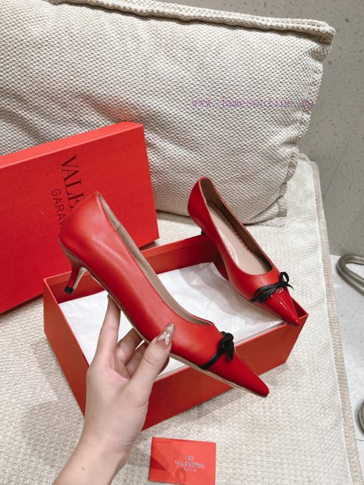 2025 Early Spring New Valentino Spring/Summer New Product Double Leather Splicing Single ShoeTh zuaxs0nx - Image 7
