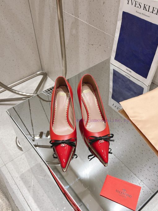 2025 Early Spring New Valentino Spring/Summer New Product Double Leather Splicing Single ShoeTh e84f9dt0 - Image 2