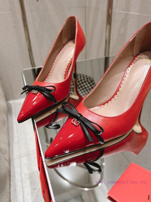 2025 Early Spring New Valentino Spring/Summer New Product Double Leather Splicing Single ShoeTh e84f9dt0 - Image 9