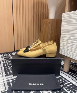 25Ss Spring/Summer New Chanel Pearl Bow Mary Jane Single ShoesCute And Coquettish Bow Decoratio 54bg9zg1