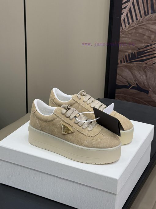 Prad…a Ss25 New Arrival～P Home 25 Spring/Summer Thick Soled Little White Shoes German Training b55xvn7z