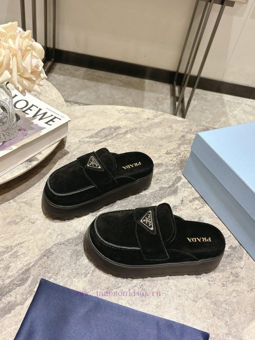 Prada 25Ss Spring/Summer New Collection Prada Triangle Logo Baotou Half Dragged Muller ShoesThi 1f48am34 - Image 4