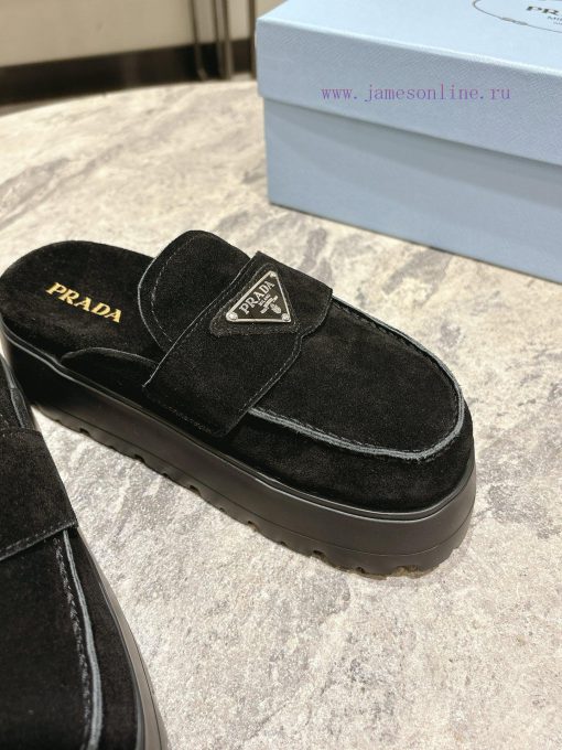 Prada 25Ss Spring/Summer New Collection Prada Triangle Logo Baotou Half Dragged Muller ShoesThi 1f48am34 - Image 8