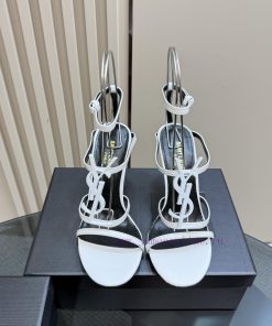 Saint Laurent YSL Popular High-heeled Sandals With Metal Logo. Top Quality Sandals Imported Cow uj7rgfs8