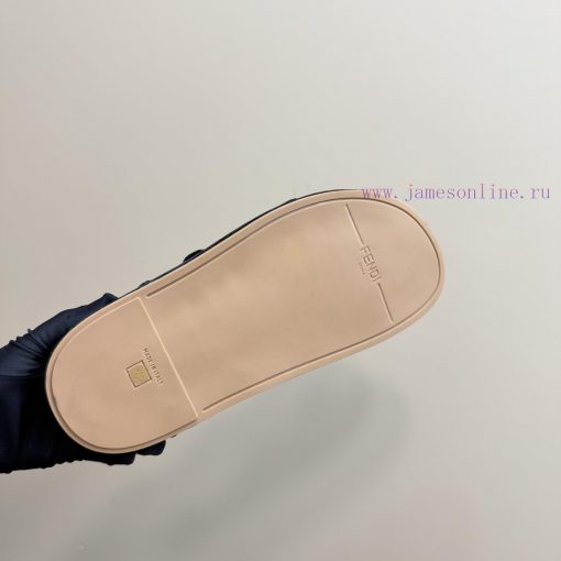 FENDI's Latest Popular Double Strap Flat Slippers With FF Decorative BuckleJacquard Fabric On T qnj08dzy - Image 10