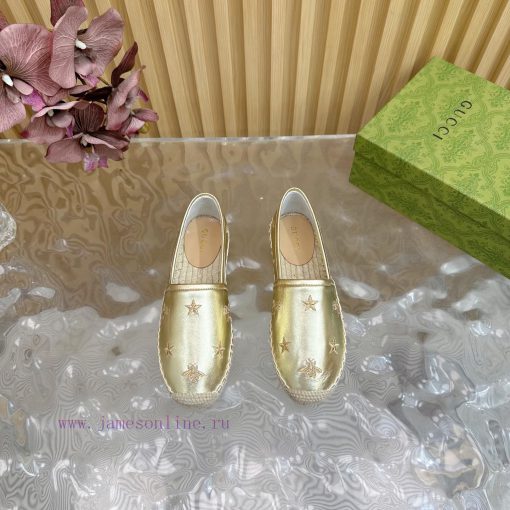 2025 Early Spring New Gucci Fisherman Single Shoes With Little Bee Embroidery Embellishment Add rfw5dpjk - Image 4