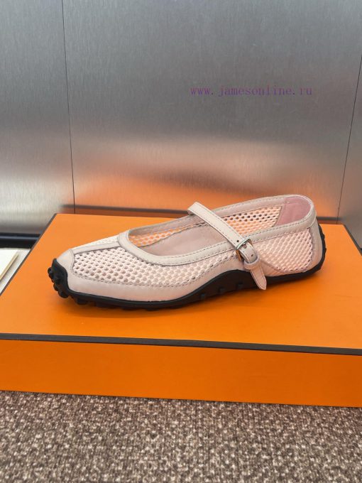 Hermes 2025 Spring/Summer New Kikhu Belt Buckle Color Blocked Flat Flat Ballet Dancer Single Sh klrkvj9z - Image 5