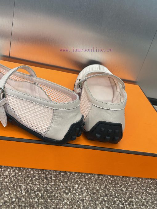 Hermes 2025 Spring/Summer New Kikhu Belt Buckle Color Blocked Flat Flat Ballet Dancer Single Sh klrkvj9z - Image 7