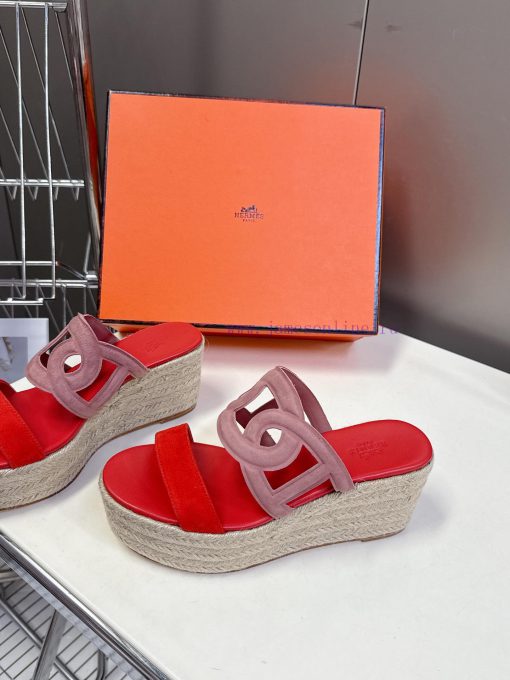 Hermes Pig Nose Ithea 30 Grass Woven Bottom Greek Vacation Style High Heels Slope Heels Cool Sl sgitee67 - Image 4
