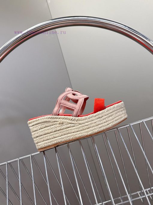 Hermes Pig Nose Ithea 30 Grass Woven Bottom Greek Vacation Style High Heels Slope Heels Cool Sl sgitee67 - Image 6