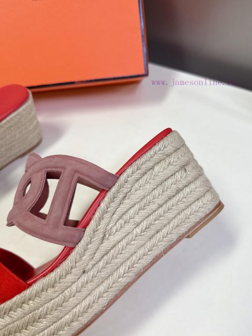 Hermes Pig Nose Ithea 30 Grass Woven Bottom Greek Vacation Style High Heels Slope Heels Cool Sl sgitee67 - Image 9
