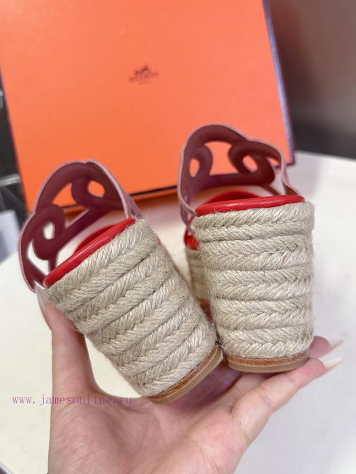 Hermes Pig Nose Ithea 30 Grass Woven Bottom Greek Vacation Style High Heels Slope Heels Cool Sl sgitee67 - Image 10