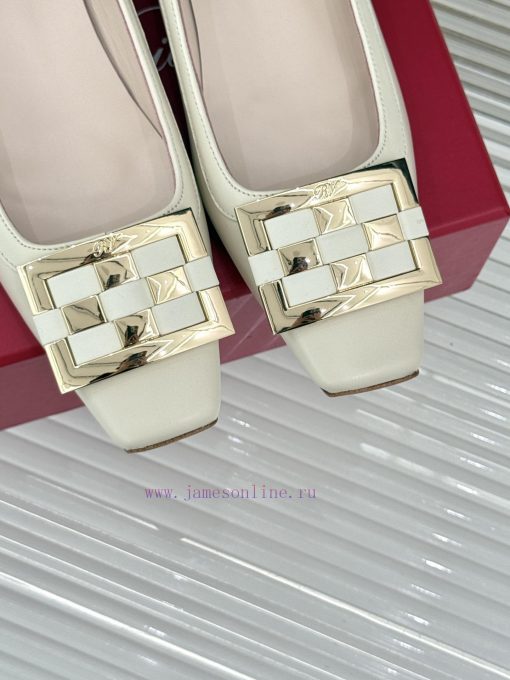 Roger Vivie RV Classic Square Buckle Checkerboard PatternFlat Sole ShoesSister Let's Compromise cpye037a - Image 8