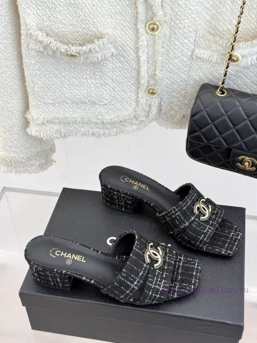 Chanel | Chanel 25P Spring/Summer New ProductsDouble Strap Double C Thick Heel SlippersGrandma rzfos5nc - Image 4