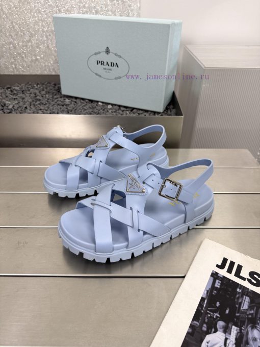 Prada 25 Spring/Summer New Gear Colored SandalsRoman Cross Weaving Style Is Popular Macaron Col s77nt1k7