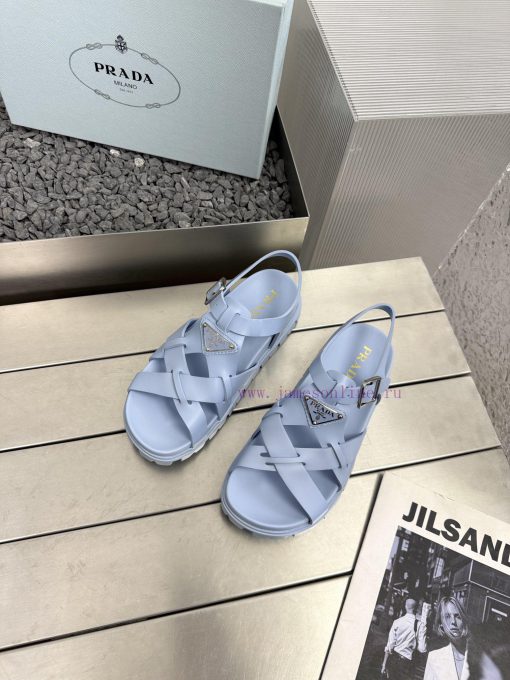 Prada 25 Spring/Summer New Gear Colored SandalsRoman Cross Weaving Style Is Popular Macaron Col s77nt1k7 - Image 3