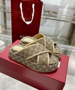 P Women's New GG Gucci Cross Upper Thick Soled SandalsThe Iconic Gucci Logo And Exquisite Patte 60q8zyb0