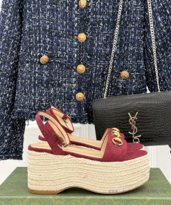 Gucci25S Spring/Summer New Product ShowHemp Lined Horseneck Buckle Old Flower Thick Soled Sanda ikjgnnz3