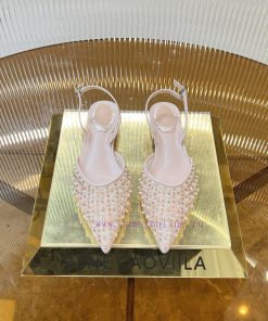 R ᴇɴᴇ C ᴀᴏᴠɪʟʟᴀ | 2022s 𝐒 Heavy Industry RC Crystal Pearl Gemstone Lace Flat Heel Shoes Wedding cacxvoh2