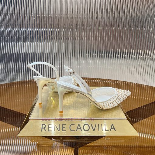 R ᴇɴᴇ C ᴀᴏᴠɪʟʟᴀ | 2022s 𝐒 Heavy Industry RC Crystal Pearl Gemstone Lace Flat Heel Shoes Wedding qbyma2ns - Image 4