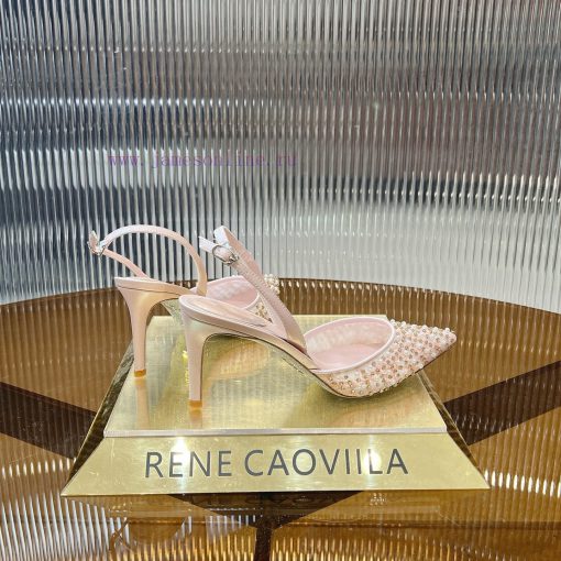 R ᴇɴᴇ C ᴀᴏᴠɪʟʟᴀ | 2022s 𝐒 Heavy Industry RC Crystal Pearl Gemstone Lace Flat Heel Shoes Wedding 299hsv38 - Image 3