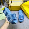 FENDI's Latest Popular Broadband Thick Soled Slippers Striped Canvas Material+FF Jacquard Canva 4sbbdiqr