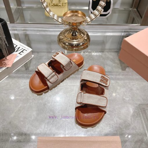 Miu Miu 2025 Spring/Summer New SandalsRoman Thick Soled Velcro Sandals And Slippers Are The Lat 4v0s9o6c - Image 7