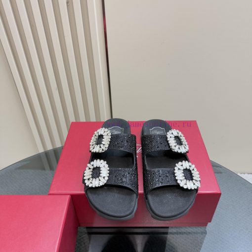 Full Diamond 350Roger Vivier | RV Double Diamond Button SlippersA Pair Of Easy To Wear Slippers 8iw1l0fw - Image 3