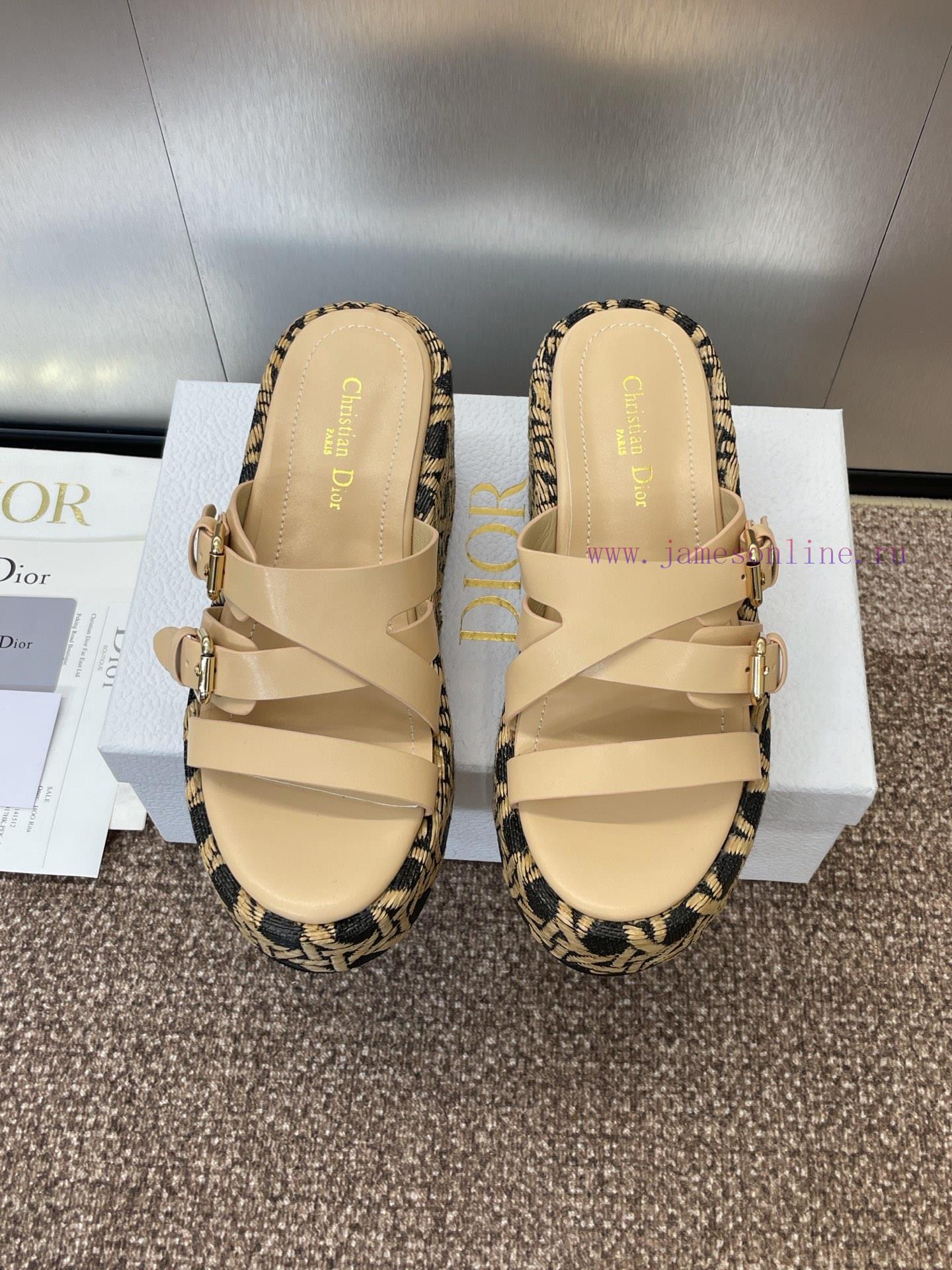 Dior 2025 Spring/Summer New Attitude Color Blocked Cross With Slope Heel Women's Shoes CD Lette riy7qdm6