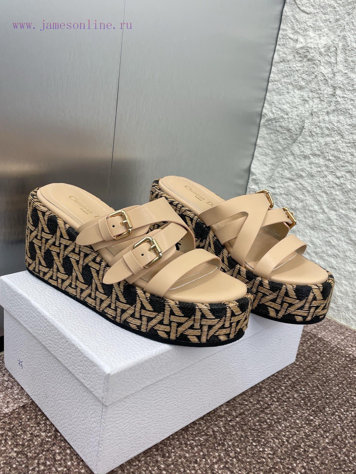 Dior 2025 Spring/Summer New Attitude Color Blocked Cross With Slope Heel Women's Shoes CD Lette riy7qdm6 - Image 4