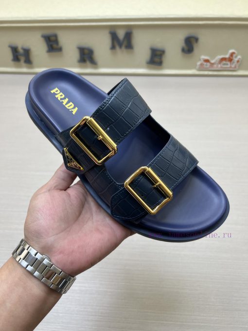 PRADR - Prada's New Two Character Slipper With Adjustable Buckle Design Luxury Brand Casual Sli afnck4pw - Image 2