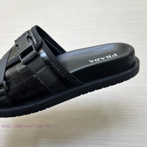 PRADR - Prada One Word Drag Snap Design To Adjust Size Luxury Brand Casual Slippers Original Co h1al5adm - Image 9