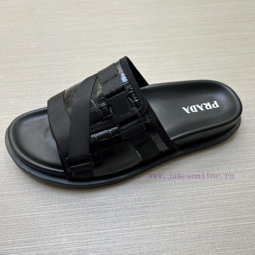 PRADR - Prada One Word Drag Snap Design To Adjust Size Luxury Brand Casual Slippers Original Co h1al5adm - Image 10