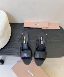 Miumiu 25 Spring/Summer New Collection Simple Retro Lizard Pattern High Heel Fish Mouth Sandals obvwuv19