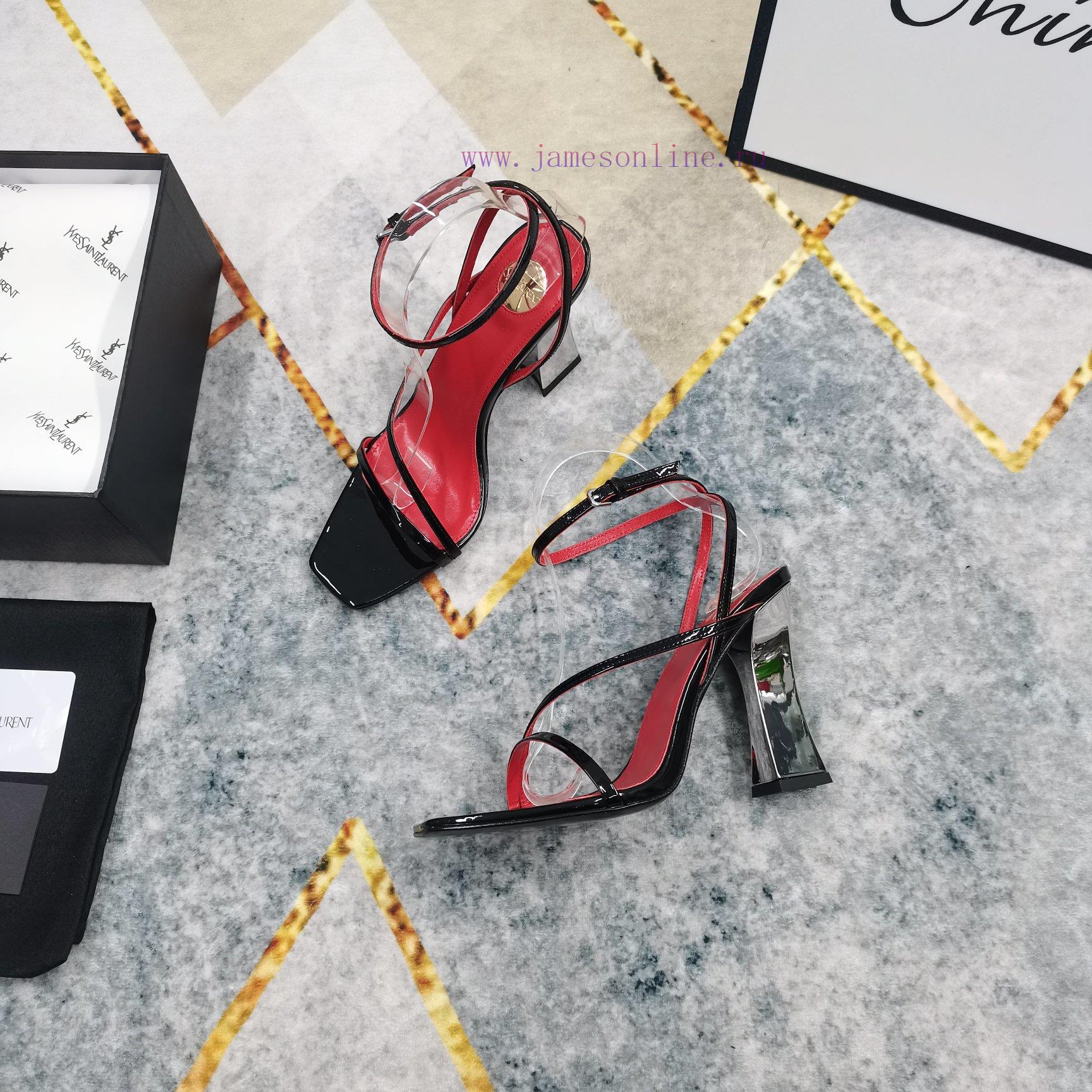 New Release - YSL Top Level2025 Official Website Synchronizes New Wine Glass Coarse Heel Sandal 3ohq4j2p - Image 3