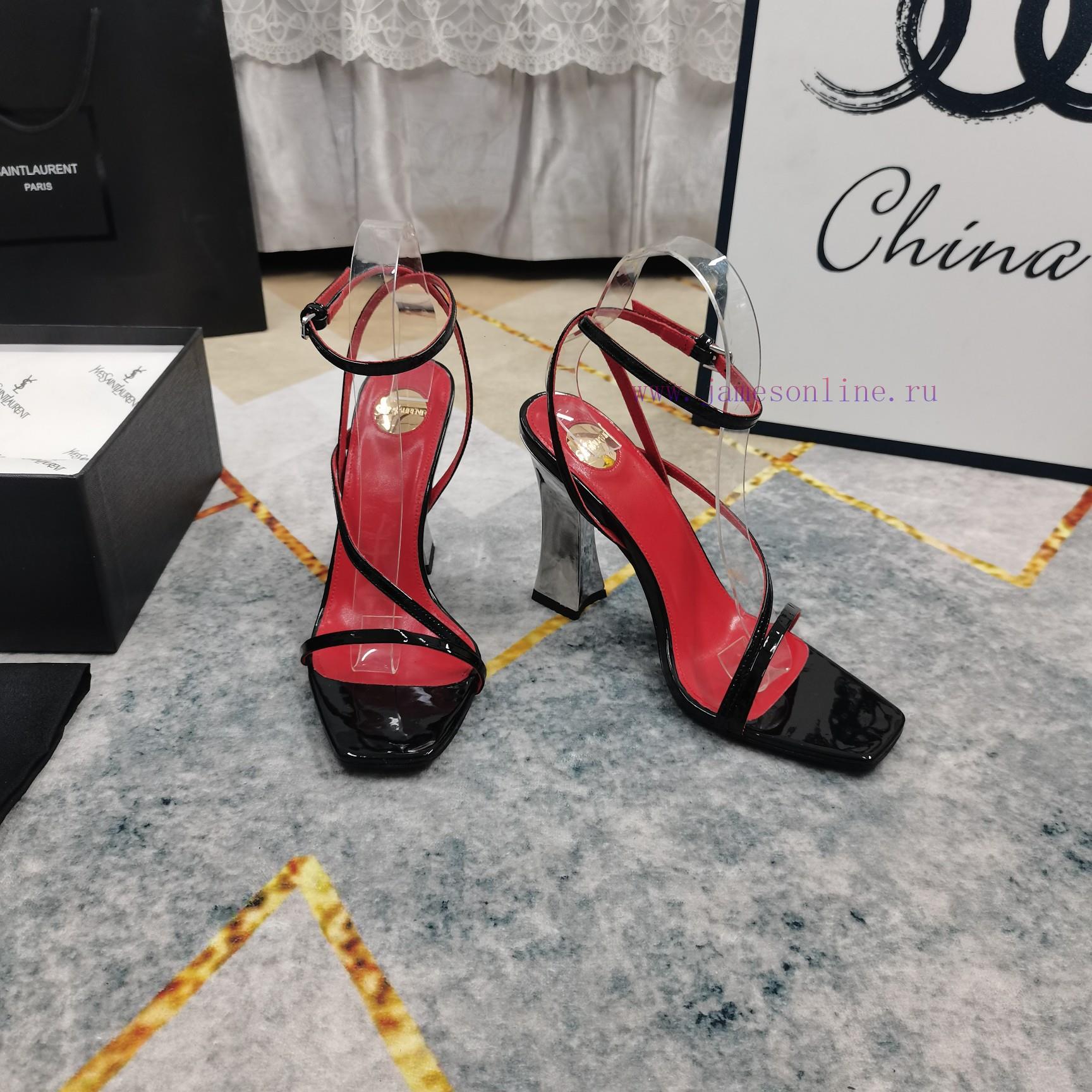 New Release - YSL Top Level2025 Official Website Synchronizes New Wine Glass Coarse Heel Sandal 3ohq4j2p - Image 5