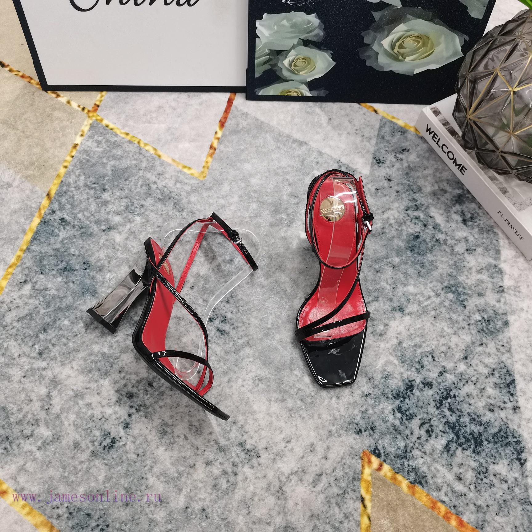 New Release - YSL Top Level2025 Official Website Synchronizes New Wine Glass Coarse Heel Sandal 3ohq4j2p - Image 8